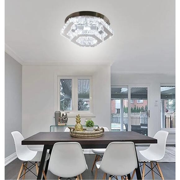 Modern Crystal Ceiling Light Semi Flush Mount Chandelier 11"x11" by CXGLEAMING - Picture 7 of 8